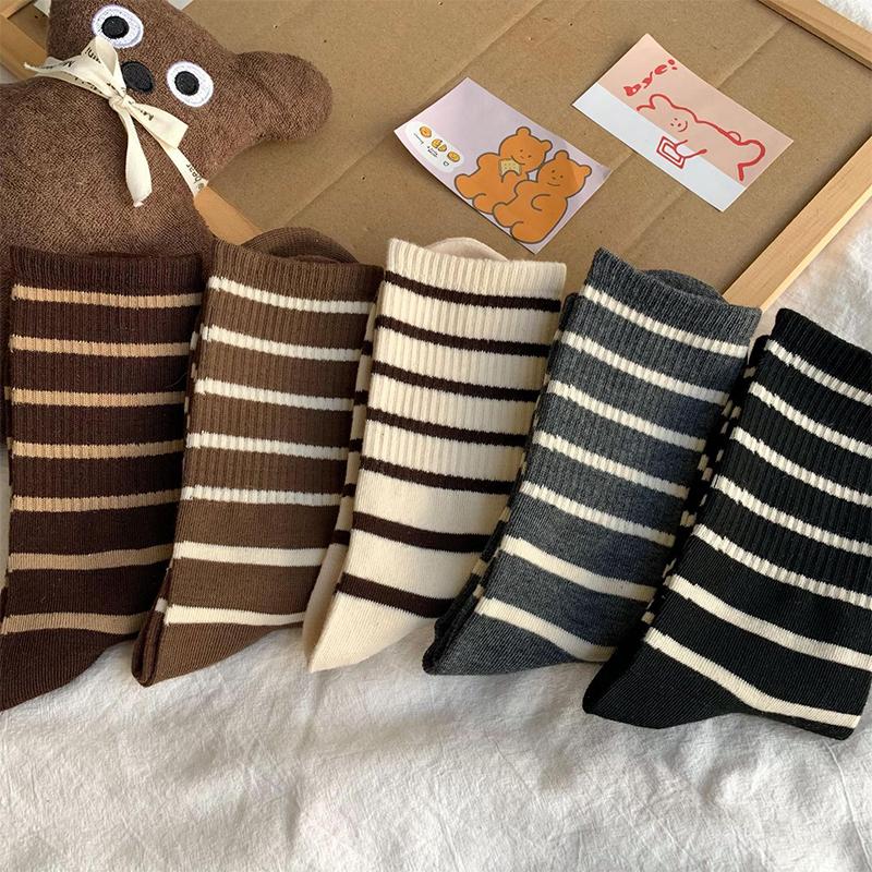 靴下  クルーソックス レディース メンズ セット 5足組 おしゃれ かわいい 綿 黒 白 無地 |  | 24