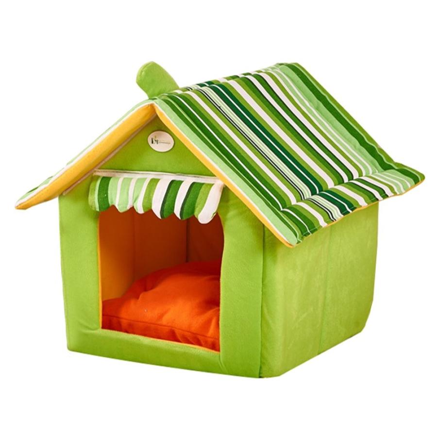 Yihiro 小型犬 猫用 ペットハウス 折りたたみ 室内用 犬小屋 三角屋根 3サイズ ドット ペットベッド L 50 50 45cm グリ Mediamoments In