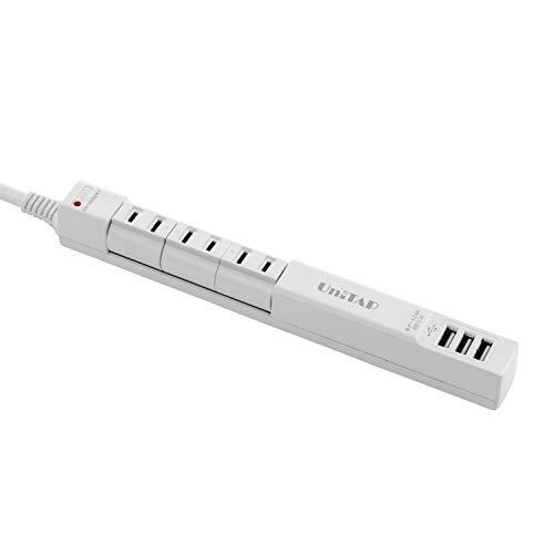 最旬ダウン USB給電機能付 プリンストン 回転式スリムOAタップ(AC×3/USB×3) PPS-UTAP6BWH ホワイト OA、電源タップ