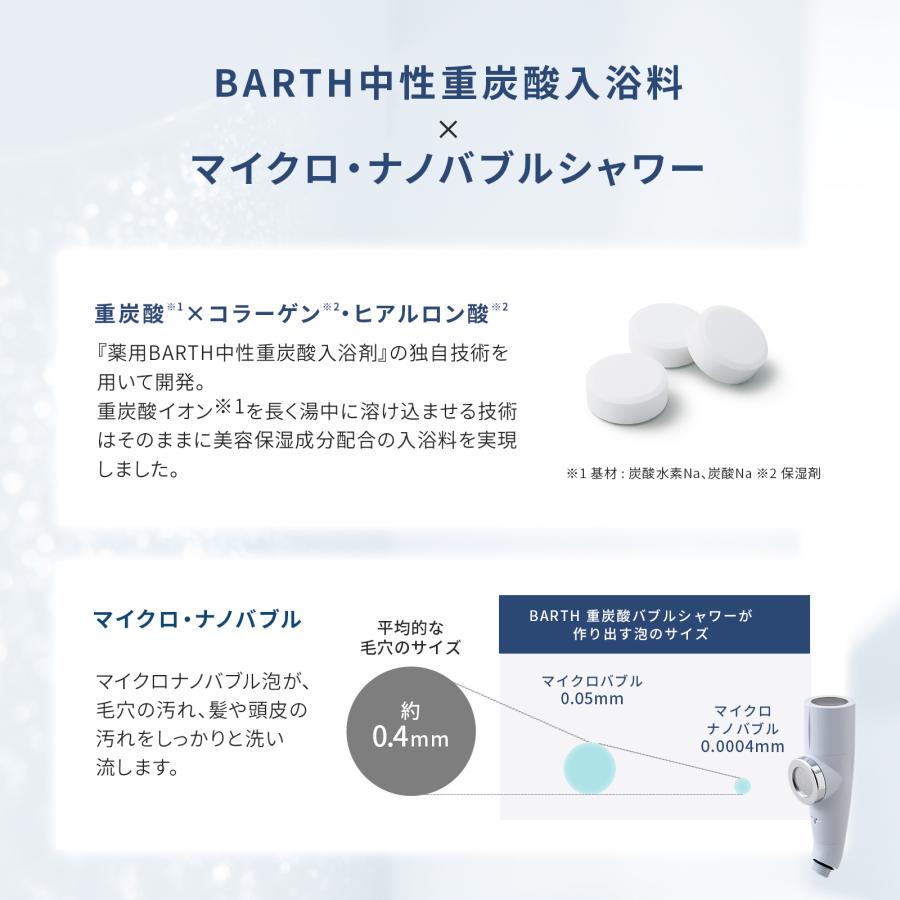 BARTH 重炭酸バブルシャワー（ブルーグレー） 公式店 | シャワーヘッド