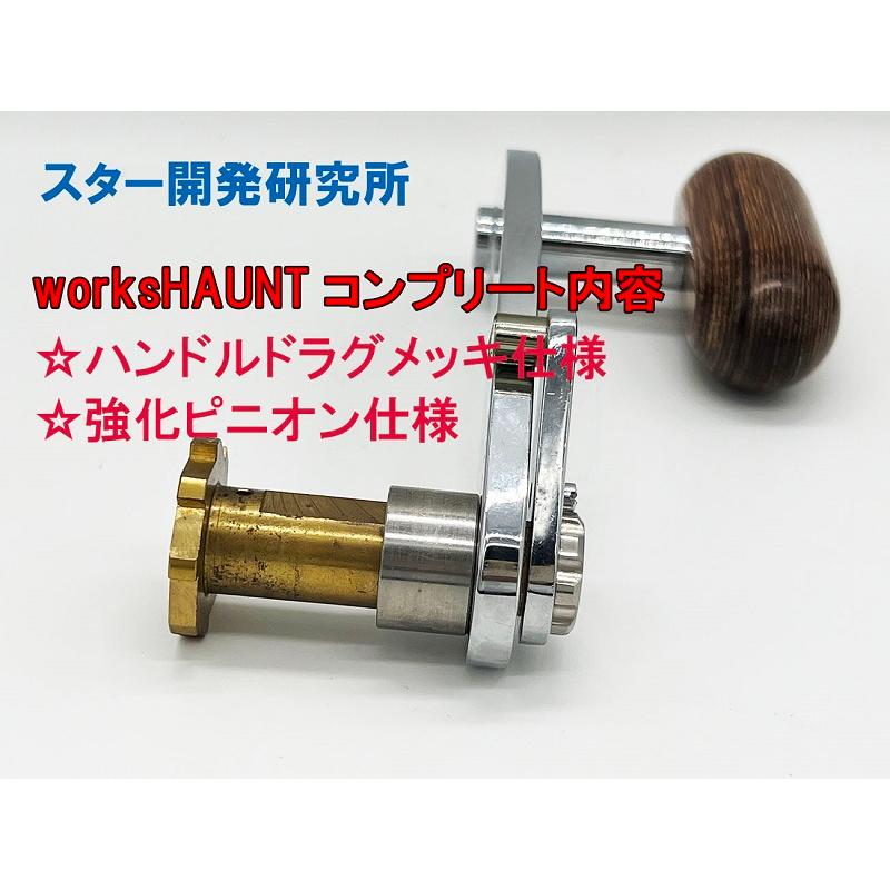 スター開発ハンドルドラグ メッキ仕様 ペンリール6/0 強化ピニオンギア付き｜twp-works-haunt-f｜02