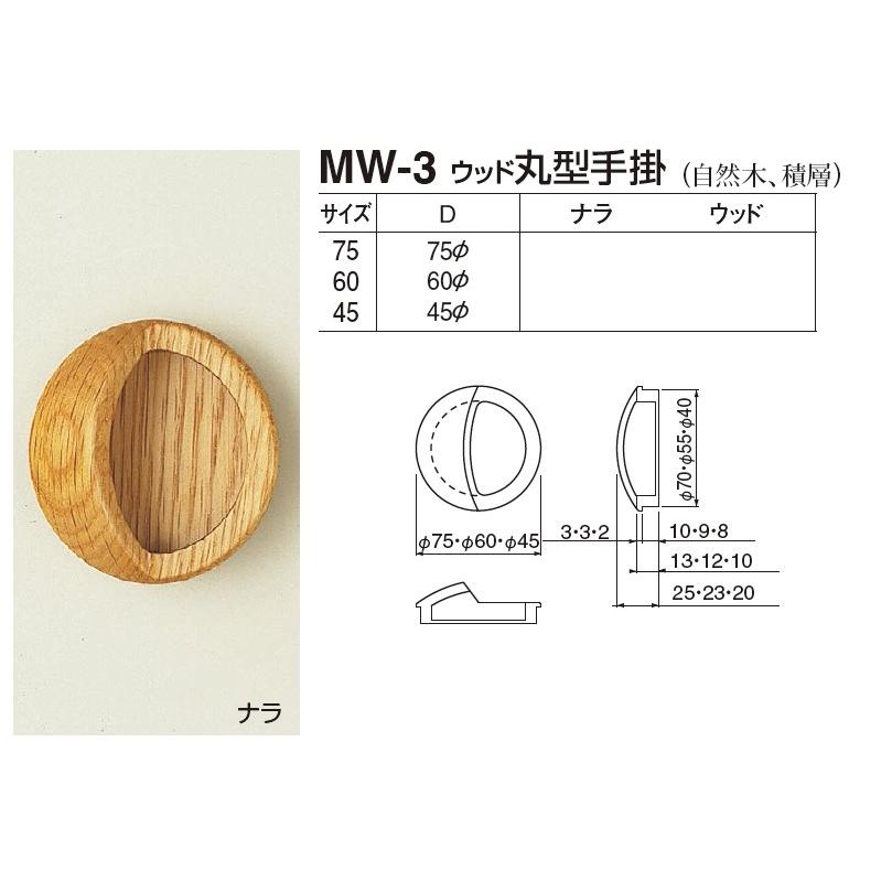 引き戸、引戸用引手 ウッド 丸型手掛 75サイズ 定形外便可 : バーズ