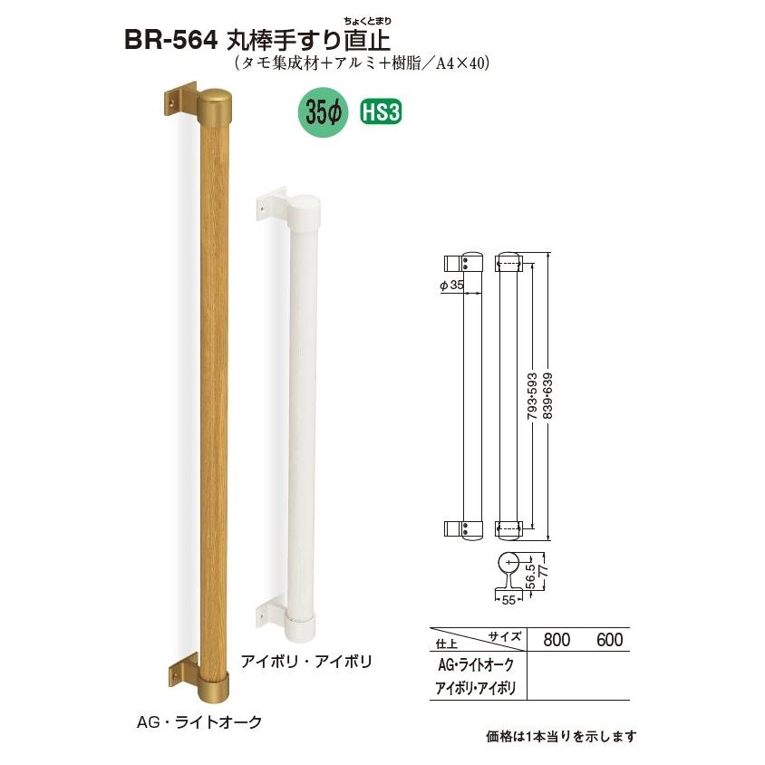 室内用木製手すり 丸棒手すり直止 600サイズ : バーズソウル - 通販