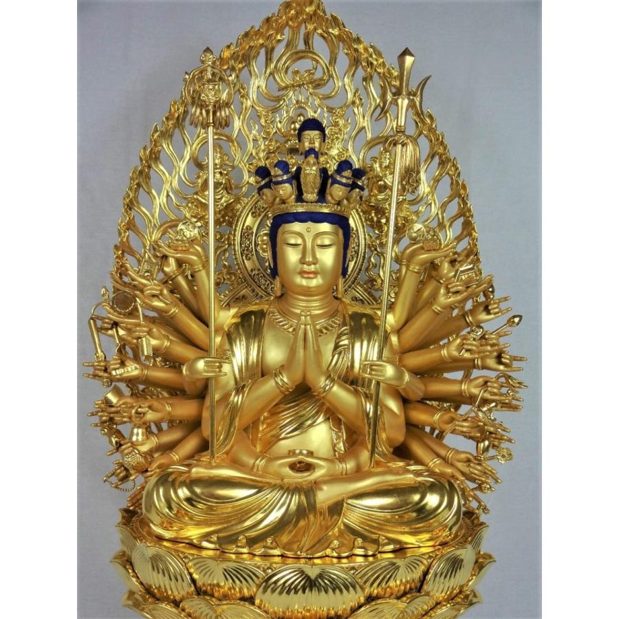 十一面千手観音像 身丈1尺　楠材金箔仕上げ_10