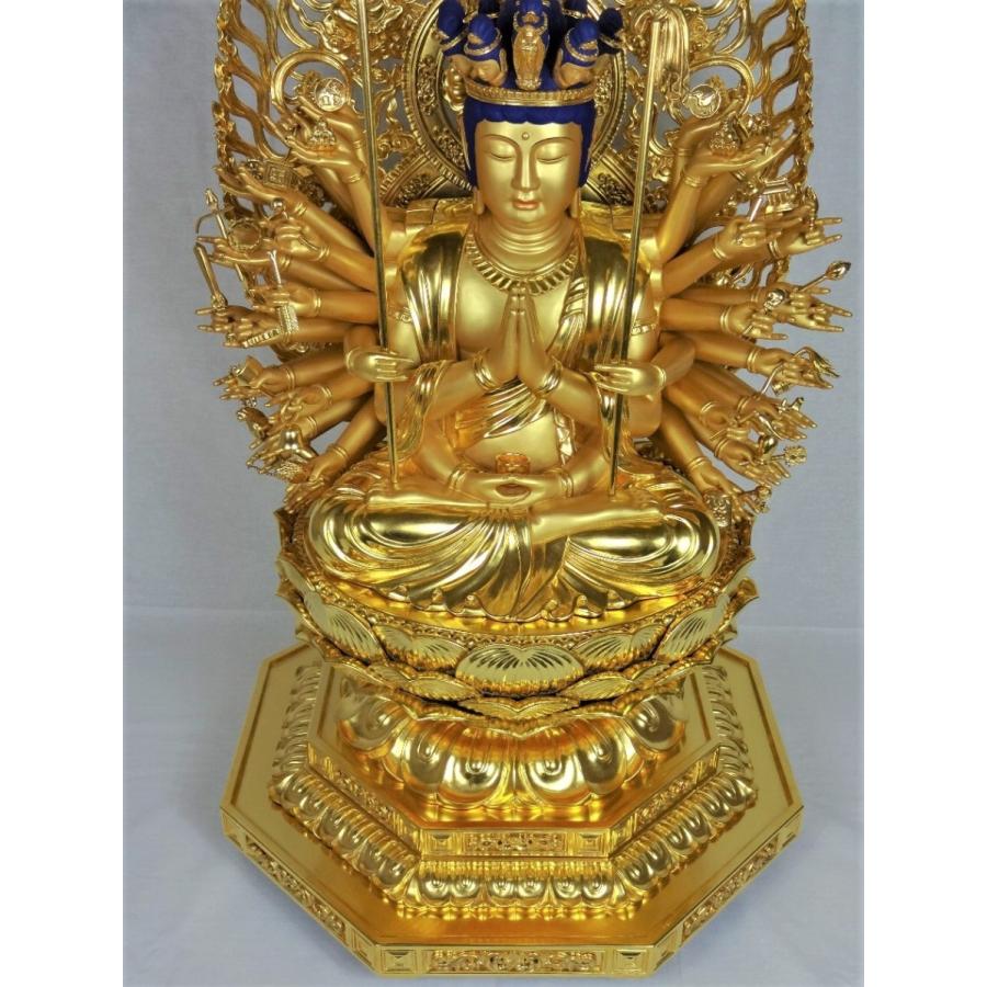 十一面千手観音像 身丈1尺　楠材金箔仕上げ_11
