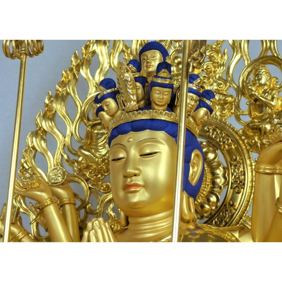 十一面千手観音像 身丈1尺　楠材金箔仕上げ_12