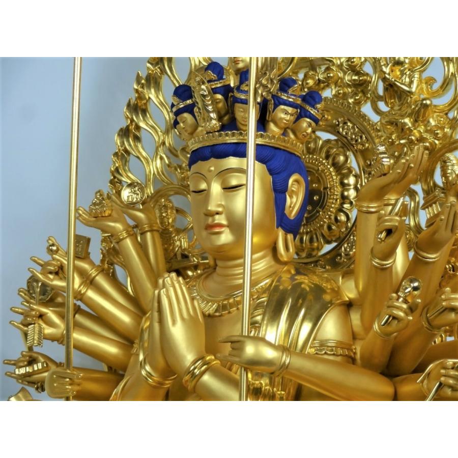 十一面千手観音像 身丈1尺　楠材金箔仕上げ_13