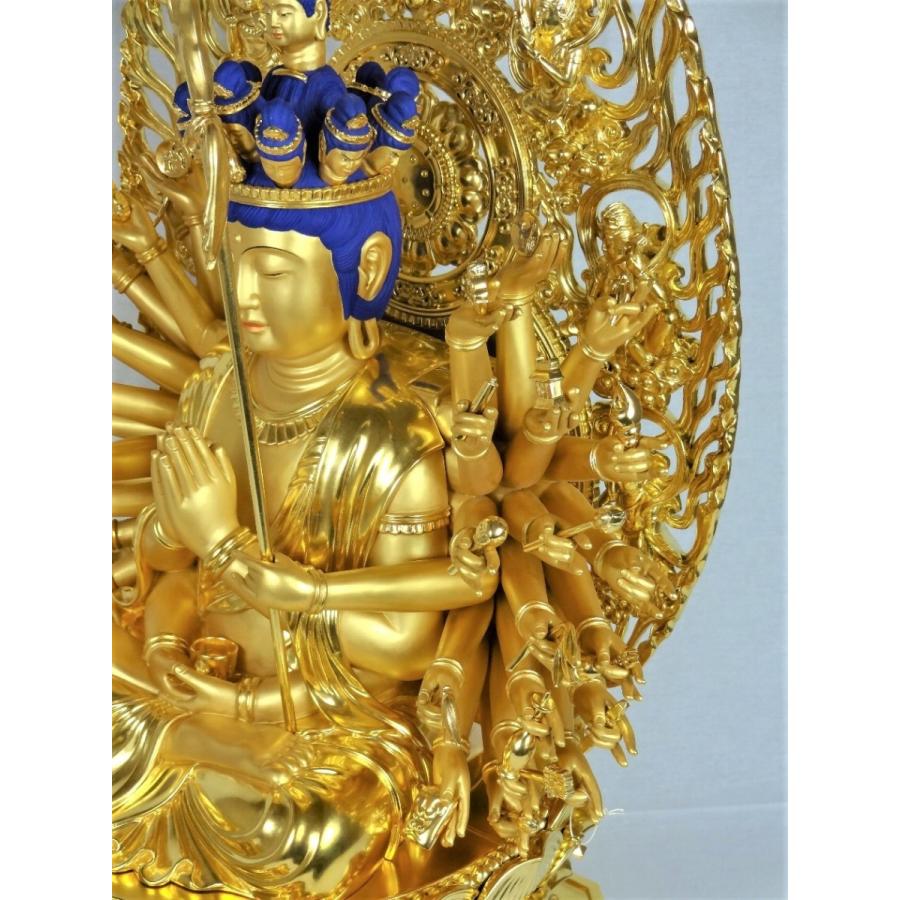 十一面千手観音像 身丈1尺　楠材金箔仕上げ_15