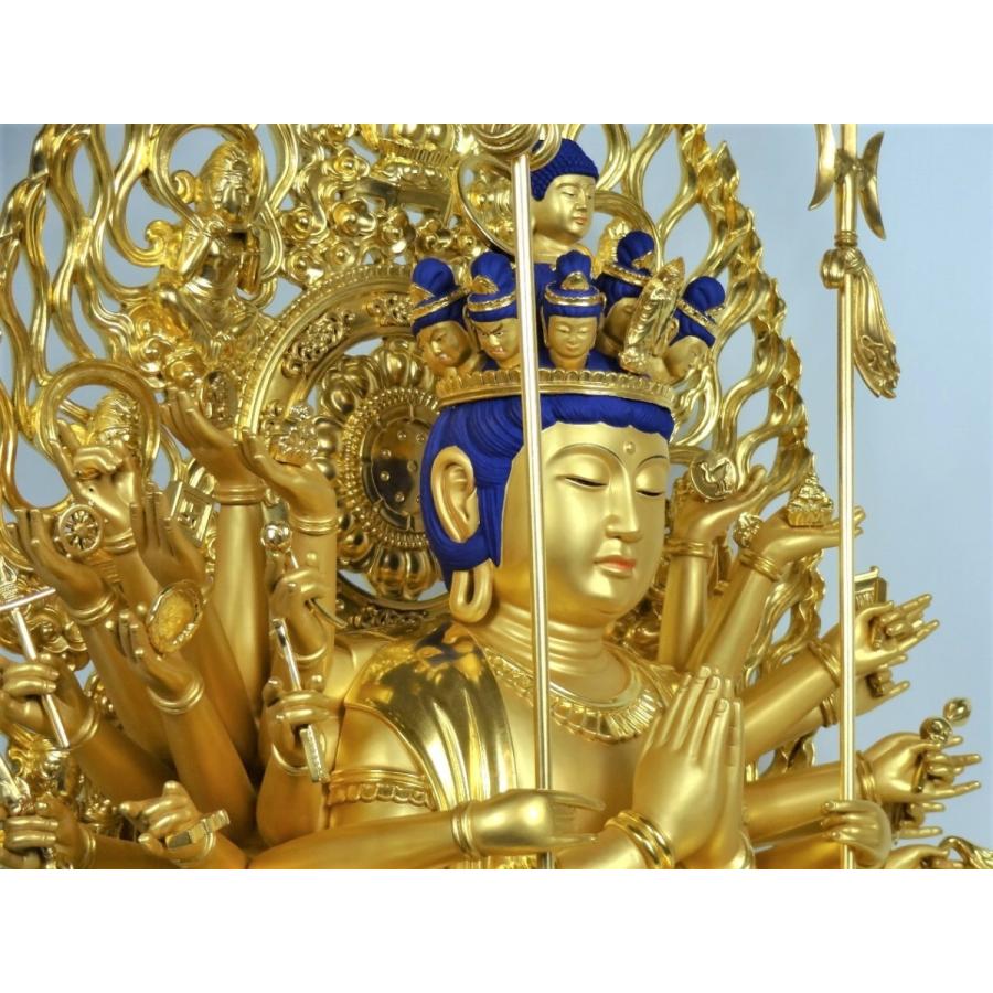 十一面千手観音像 身丈1尺　楠材金箔仕上げ_17