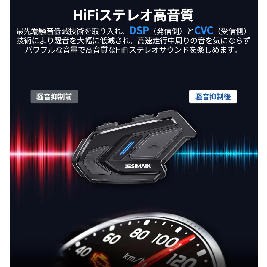 ＼月末お得なクーポン配布中！／ JESIMAIK バイク インカム 2台セット M910 薄型 Bluetooth5.1 FMラジオ バイク用インカム 安い 高音質 IP67防水｜ty01-store｜10