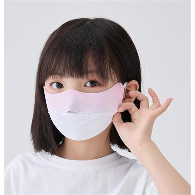 フェイスマスク 子供用 2枚セット 冷感マスク 可愛い 息しやすい 紫外線対策 日焼け防止 配色切り替え 通気性 肌に優しい 通園 通学 無地｜ty1-st｜20