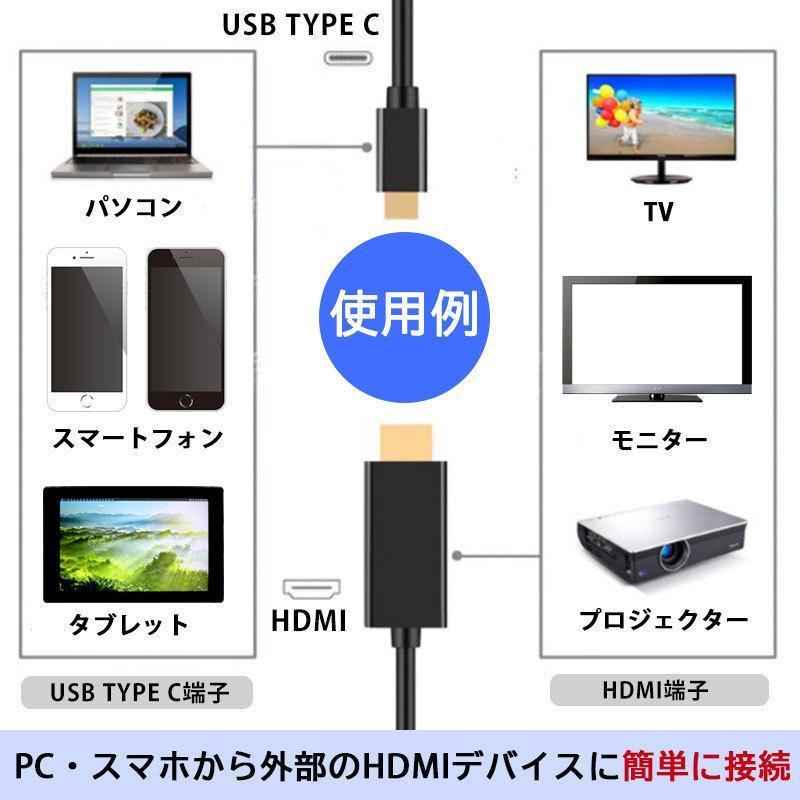 type-c HDMI 変換ケーブル typec タイプC 出力 ケーブル 4K 2K 高画質 高解像度 ミラーリングケーブル 変換 MacBook｜ty1-st｜05