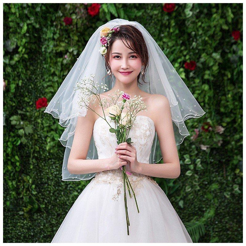 ウエディング ショートベール 結婚式 ウエディングベール ブライダル シンプル ヘッドドレス チュールベール ベール ショート コーム付き 花嫁