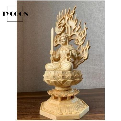 仏像 木彫仏像 仏教美術 精密細工 不動明王像 檜木 彫刻 オブジェ 美術 