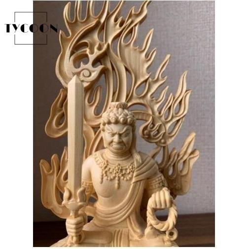 仏像 木彫仏像 仏教美術 精密細工 不動明王像 檜木 彫刻 オブジェ 美術 
