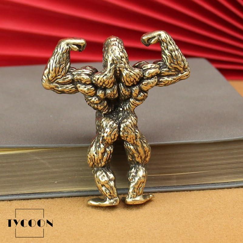 真鍮製ゴリラ置物 6.5×5.6×2.8Cm 筋肉ゴリラ彫像 デスクトップ装飾
