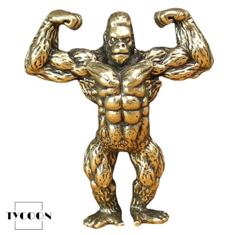 真鍮製ゴリラ置物 6.5×5.6×2.8Cm 筋肉ゴリラ彫像 デスクトップ装飾