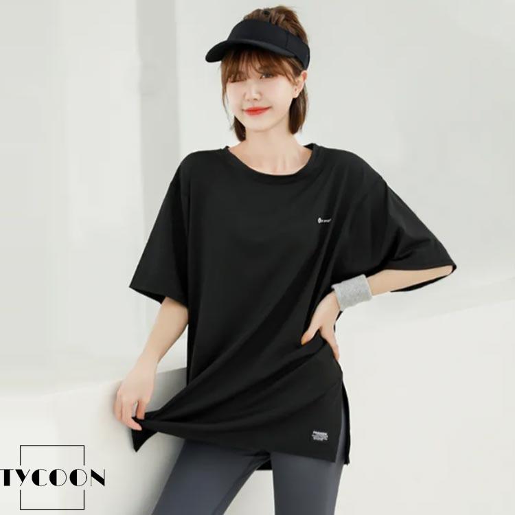 半袖　Tシャツ　レディース　バレエ　ヨガ　ウェア　トップス　黒　ブラック 半袖 ヨガtシャツ ヨガウェア レディース スポーツウェア 運動着 半袖t