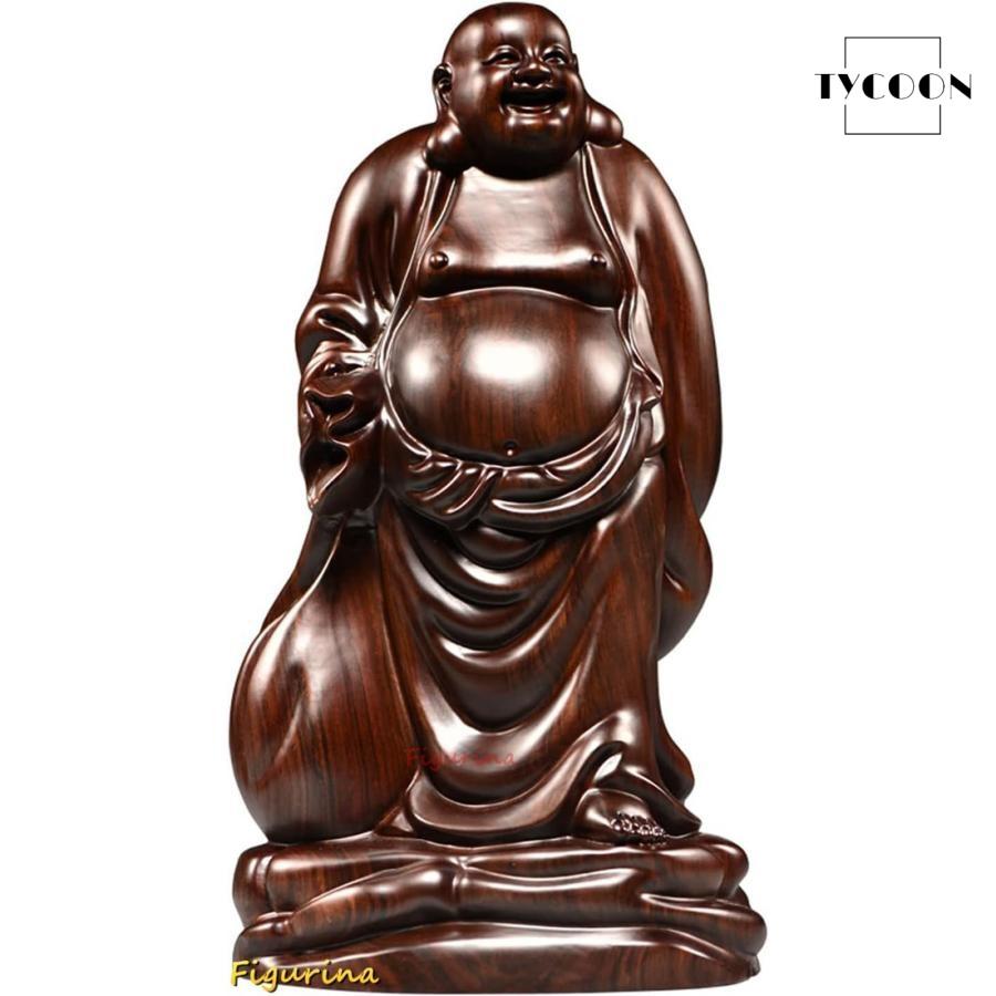 布袋さんの置物 七福神 布袋 様 木製フィギュア 高級天然 黒檀 布袋様