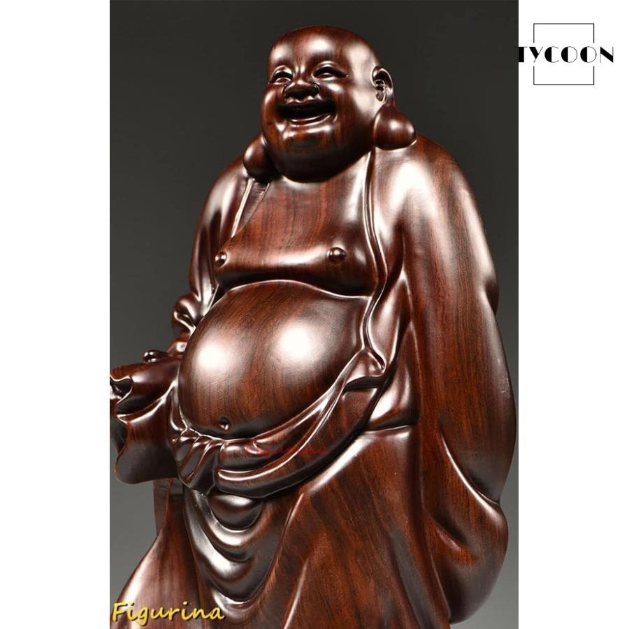布袋さんの置物 七福神 布袋 様 木製フィギュア 高級天然 黒檀 布袋様