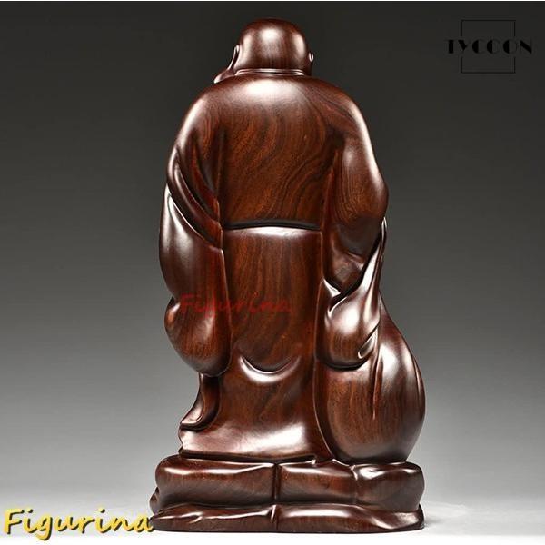 布袋さんの置物 七福神 布袋 様 木製フィギュア 高級天然 黒檀 布袋様