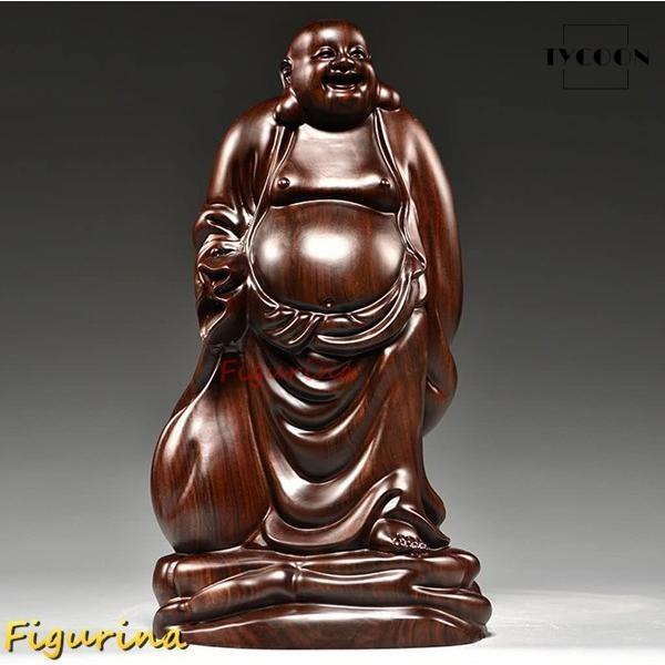 布袋さんの置物 七福神 布袋 様 木製フィギュア 高級天然 黒檀 布袋様