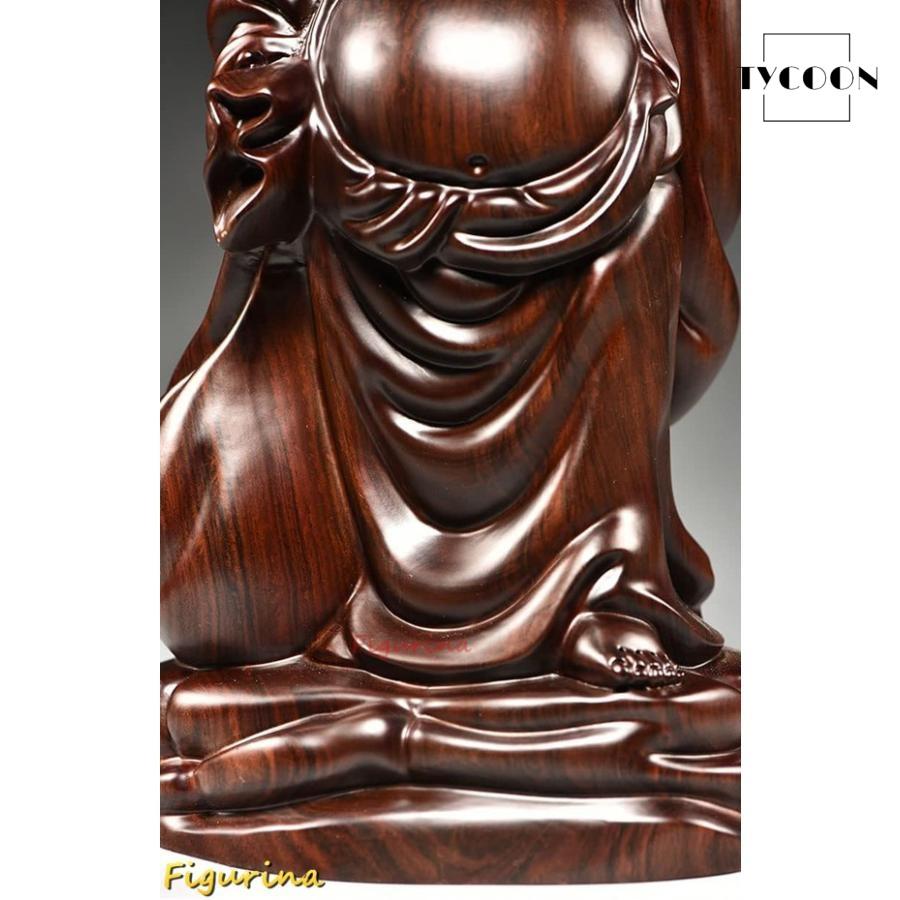 布袋さんの置物 七福神 布袋 様 木製フィギュア 高級天然 黒檀 布袋様