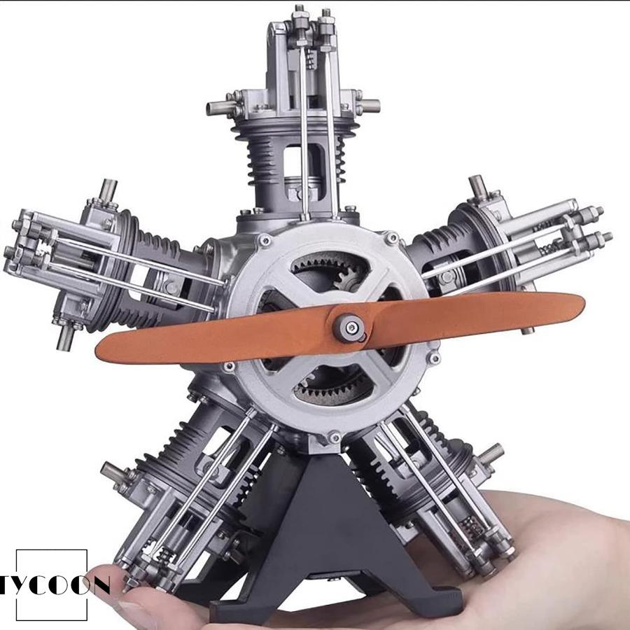 航空機エンジンモデル、ジェットエンジンモデルアセンブリ、金属製5気筒ラジアルエンジンモデルキット実行可能、250個+ DIYアセンブリ、技術愛好家、ティーンエの画像