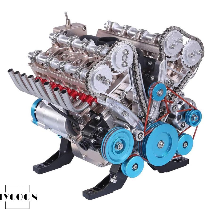 V8 エンジンモデルキット、動作機能付き DIY アセンブリモーターモデル