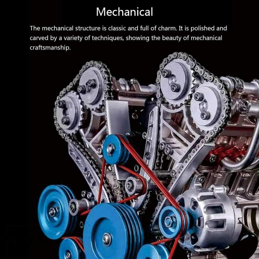 V8 エンジンモデルキット、動作機能付き DIY アセンブリモーターモデルキット、660 個以上 DIY アセンブリシミュレーションエンジンモデルキット、子供と大人向_2