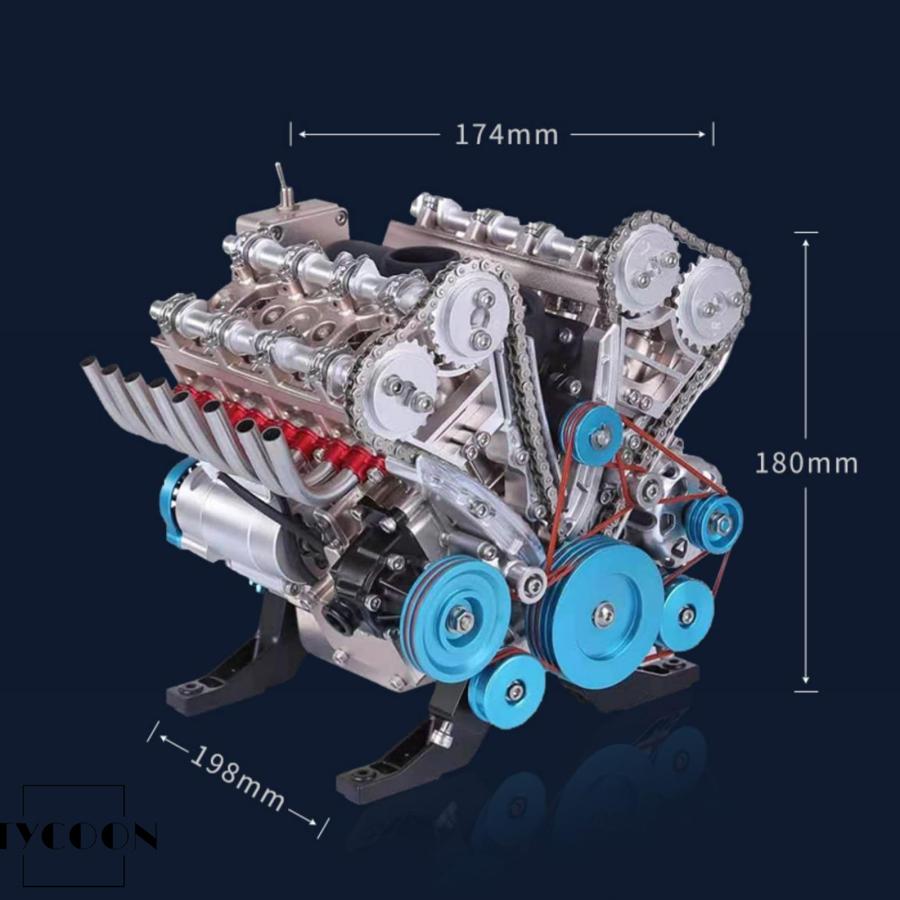V8 エンジンモデルキット、動作機能付き DIY アセンブリモーターモデル