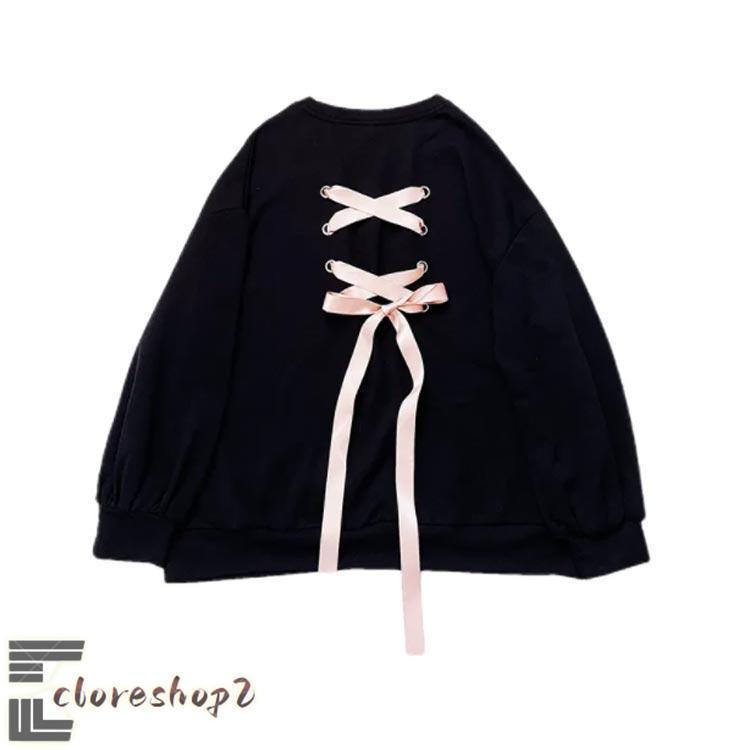 ロリータ 服 原宿系 パーカー レースアップ トップス レディース 