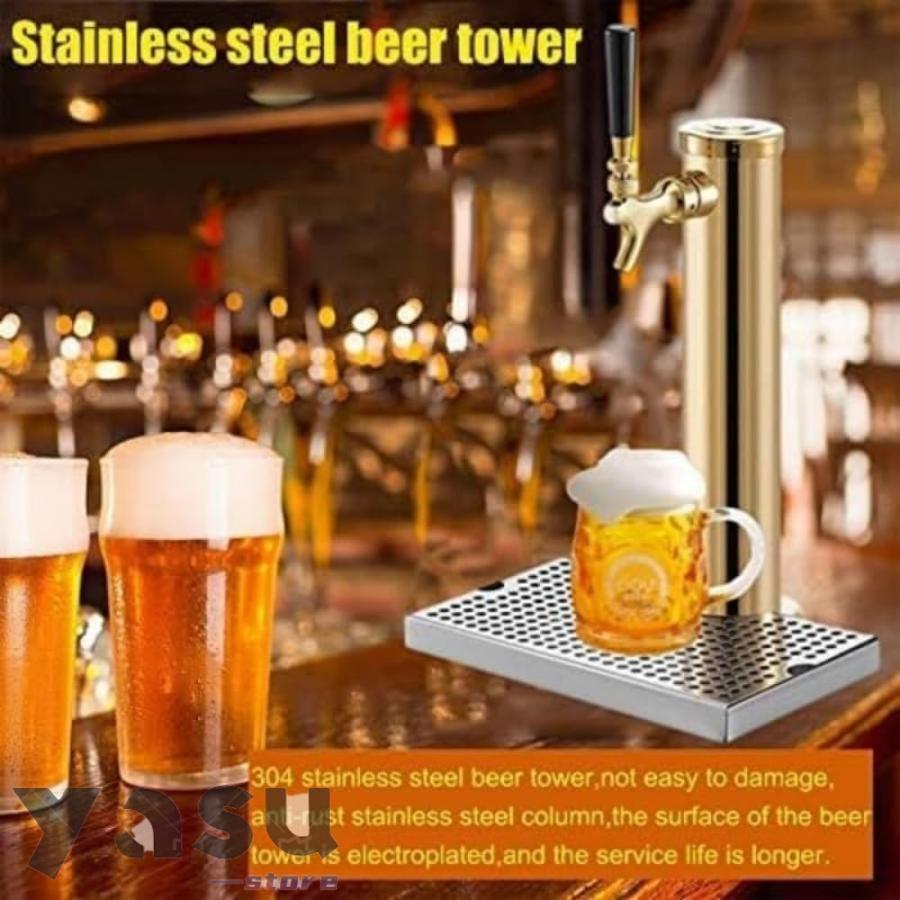 ビールサーバータワー 2口 ゴールド 304ステンレス 業務用・家庭用 未使用 りビールサーバー 業務用 生ビールサーバー 生ビール塔 ステンレス