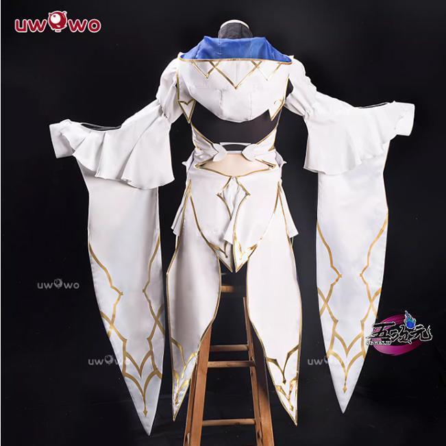 FGO プロトマーリン コスプレ 衣装、ウィッグ＋杖セット UWOWO FGO レディ・アヴァロン マーリンプロトタイプ コスプレ 衣装