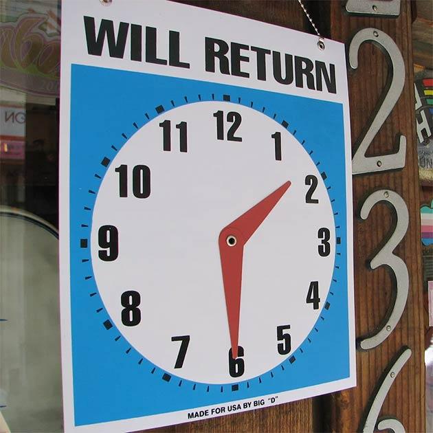 何時に戻ります WILL RETURN / OPEN サインプレート メッセージ