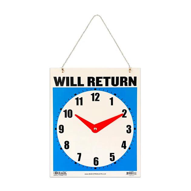 何時に戻ります WILL RETURN / OPEN サインプレート メッセージ