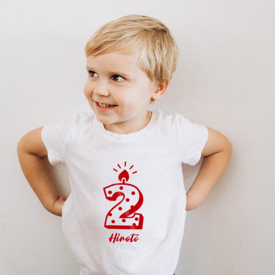 名入れ Tシャツ キッズ ベビー 2歳 数字キャンドル ナンバーキャンドル