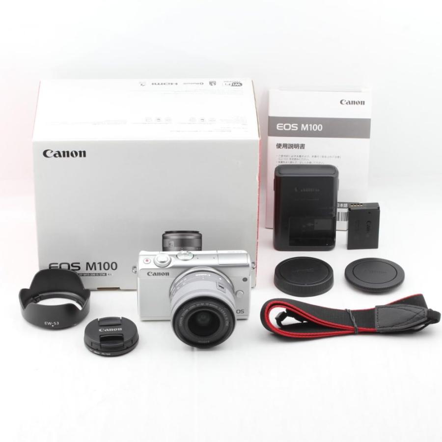 Canon ミラーレス一眼カメラ EOS M100 EF-M15-45 IS STM レンズキット(ホワイト) EOSM100WH1545ISSTMLK