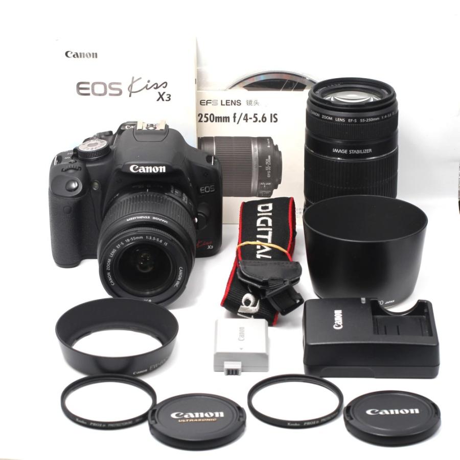 【美品】Canon EOS Kiss X3 ダブルズームキット★おまけバッグ付き Canon デジタル一眼レフカメラ Kiss X3 ダブルズームキット KISSX3