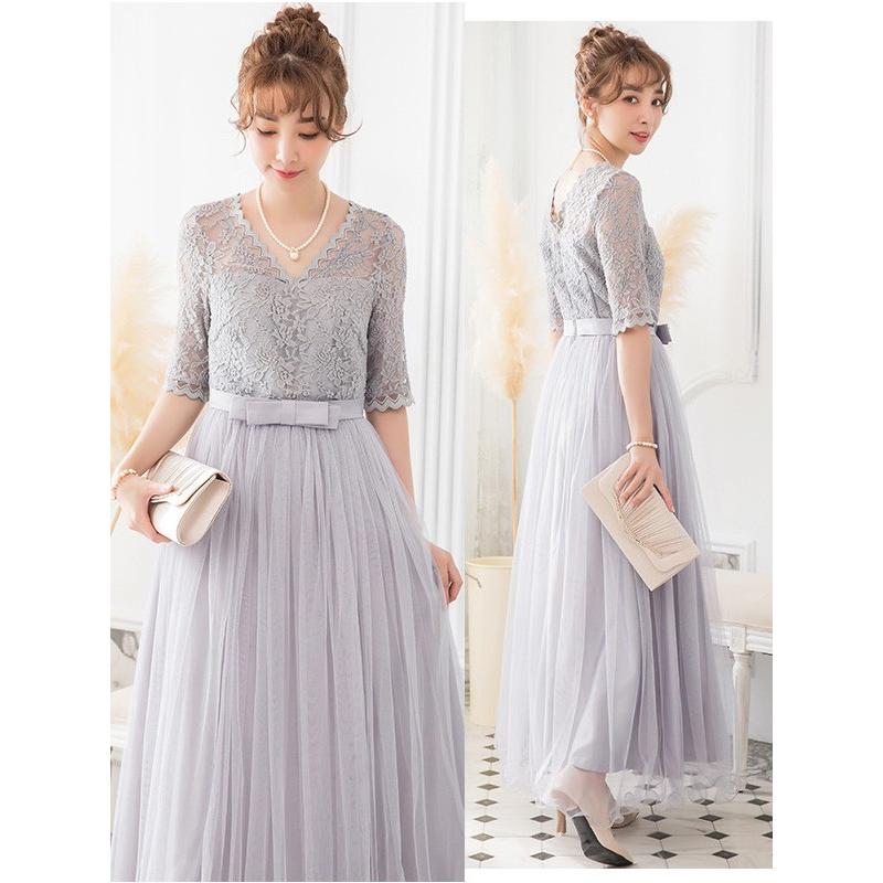 パーティードレス 結婚式 ドレス ロングドレス お呼ばれドレス 代30代40代50代 花柄レース チュールスカート Dsp067 Dsp067 パーティードレス通販ドロップス 通販 Yahoo ショッピング