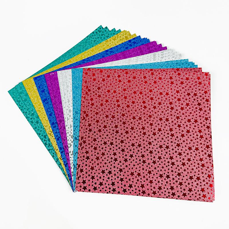 折り紙 キラキラ 15cm×15cm 虹色 オーロラ 柄模様 片面 カラフル 100枚
