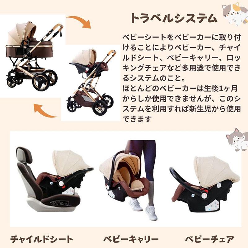 【史上最大キャンペーン プレゼント8点】ベビーカー チャイルドシート２点セット トラベルシステム 新生児~36か月 寝る座る 面対面 大車輪 ハイシート 正規販売の画像