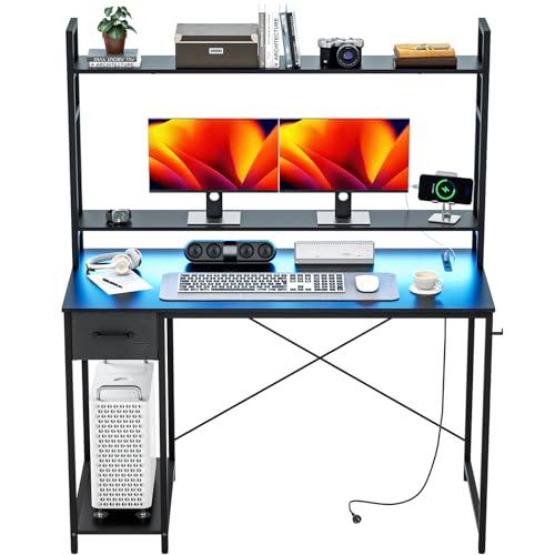 WASAGUN パソコンデスク 収納棚付き ゲーミングデスク 幅120cm 棚高さ  