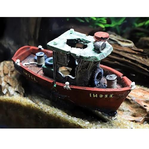 ledmomo 水槽オブジェ 船 沈没船 隠れ家 めだか 金魚 エビ 遊び
