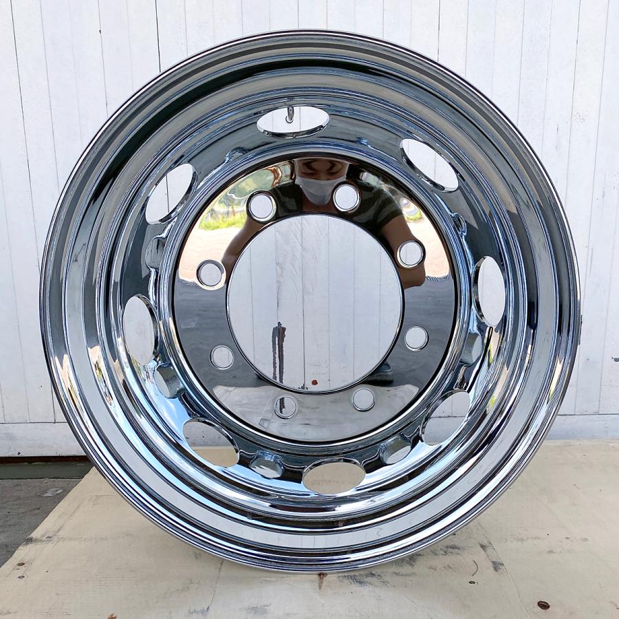 4枚 リア用 メッキホイール 19.5×6.75 8穴 新ISO 大型 トラック 低床 +