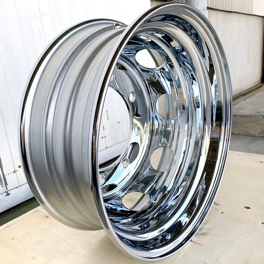 2枚 メッキホイール 19.5×6.75 8穴 新ISO リア用 大型 トラック 低床 +