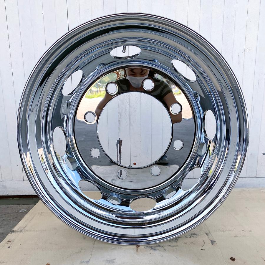メッキホイール 19.5×6.75 8穴 新ISO リア用 大型 トラック 低床 +147