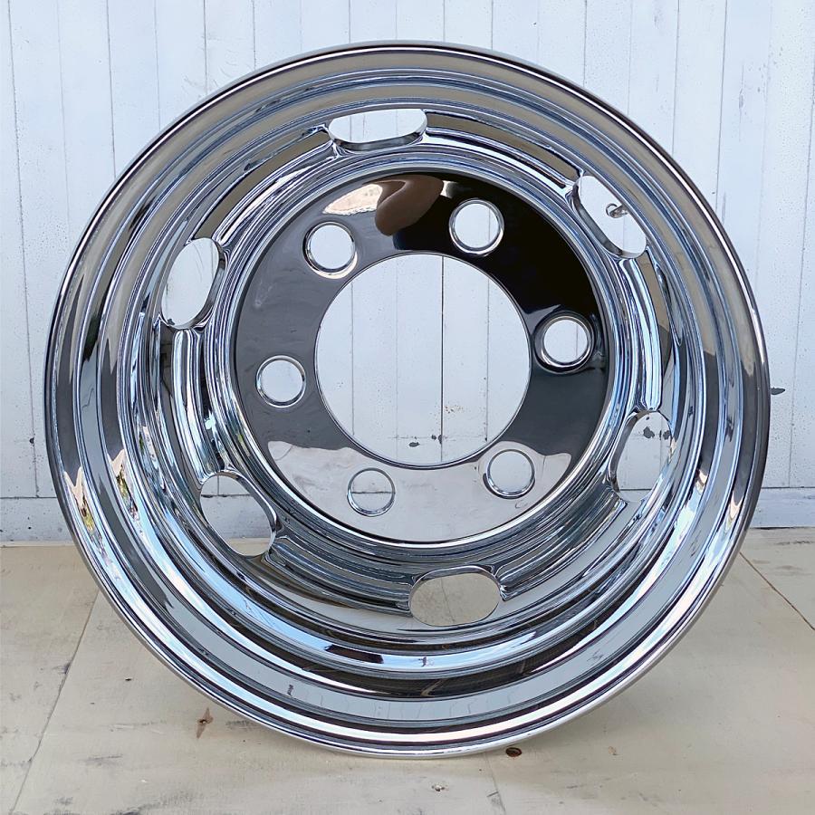 17.5×6.75インチ ホイール 4個セット サビあり 4枚1台分 キャップ付 メッキホイール 17.5×6.75 6穴 JIS 中型トラック