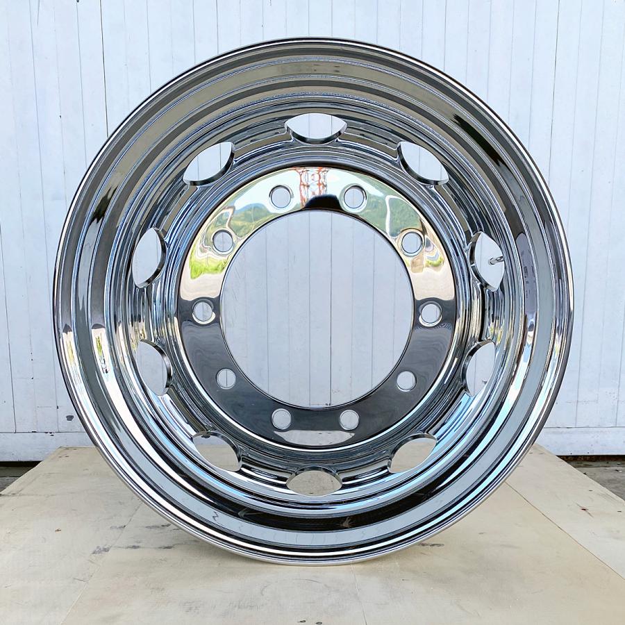 4枚 リア用 メッキホイール 22.5×7.50 10穴 新ISO 大型トラック ダンプ