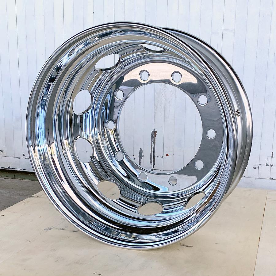 大型トラックメッキホイールRTGリア用(新ISO10穴)引き取り限定 6枚 1台分 キャップ付 メッキホイール 22.5×7.50 10穴 従来ISO